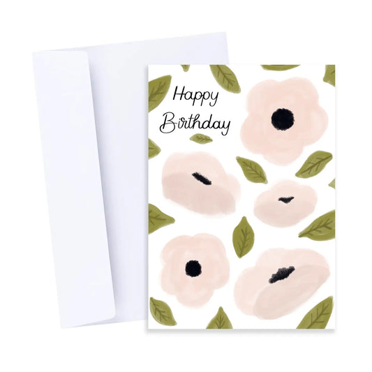 Floral Happy Birthday Card - Flower Themed Birthday Card